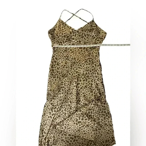 Abercrombie& Fitch Cheetah Satin Slip Dress Small Midi Plunge Cowl Back Mob Wife - Picture 4 of 7